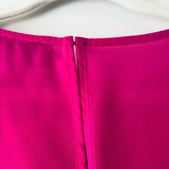 Badgley Mischka Chiffon Colorblock Dress Women Size S Red Pink Feminine - Picture 8 of 10